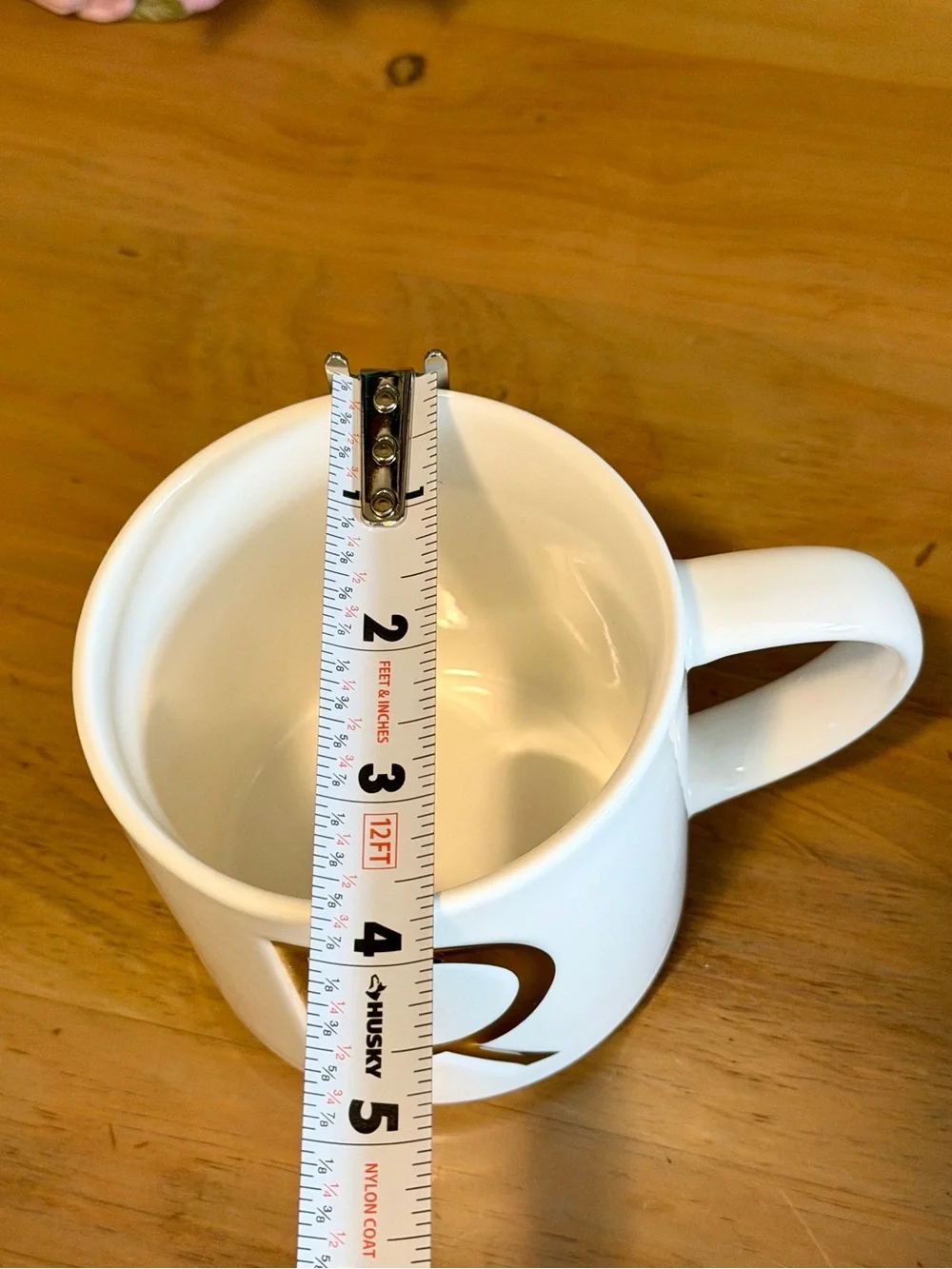 Williams Sonoma White Ceramic Mug with Gold 'R' Monogram